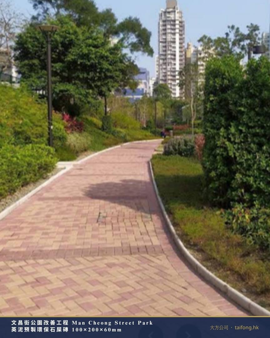 文昌街公園 步道 多色環保石屎磚 人字形鋪砌