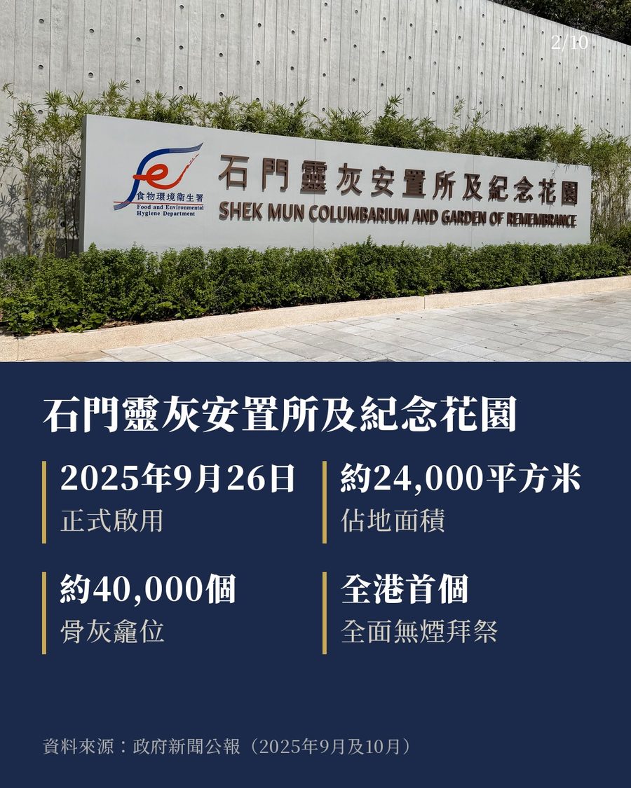 石門靈灰安置所及紀念花園招牌及項目資料