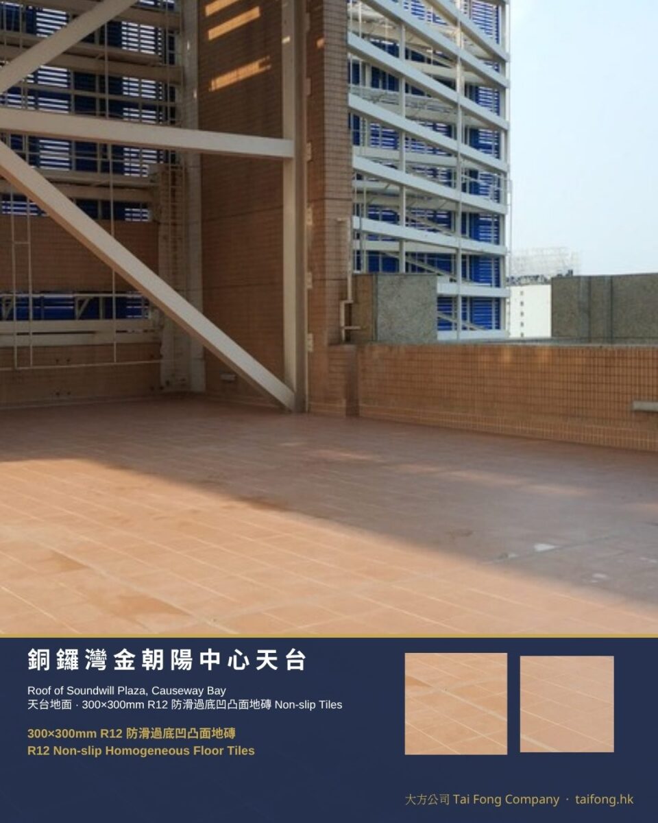 銅鑼灣金朝陽中心天台 300x300 R12防滑地磚 01